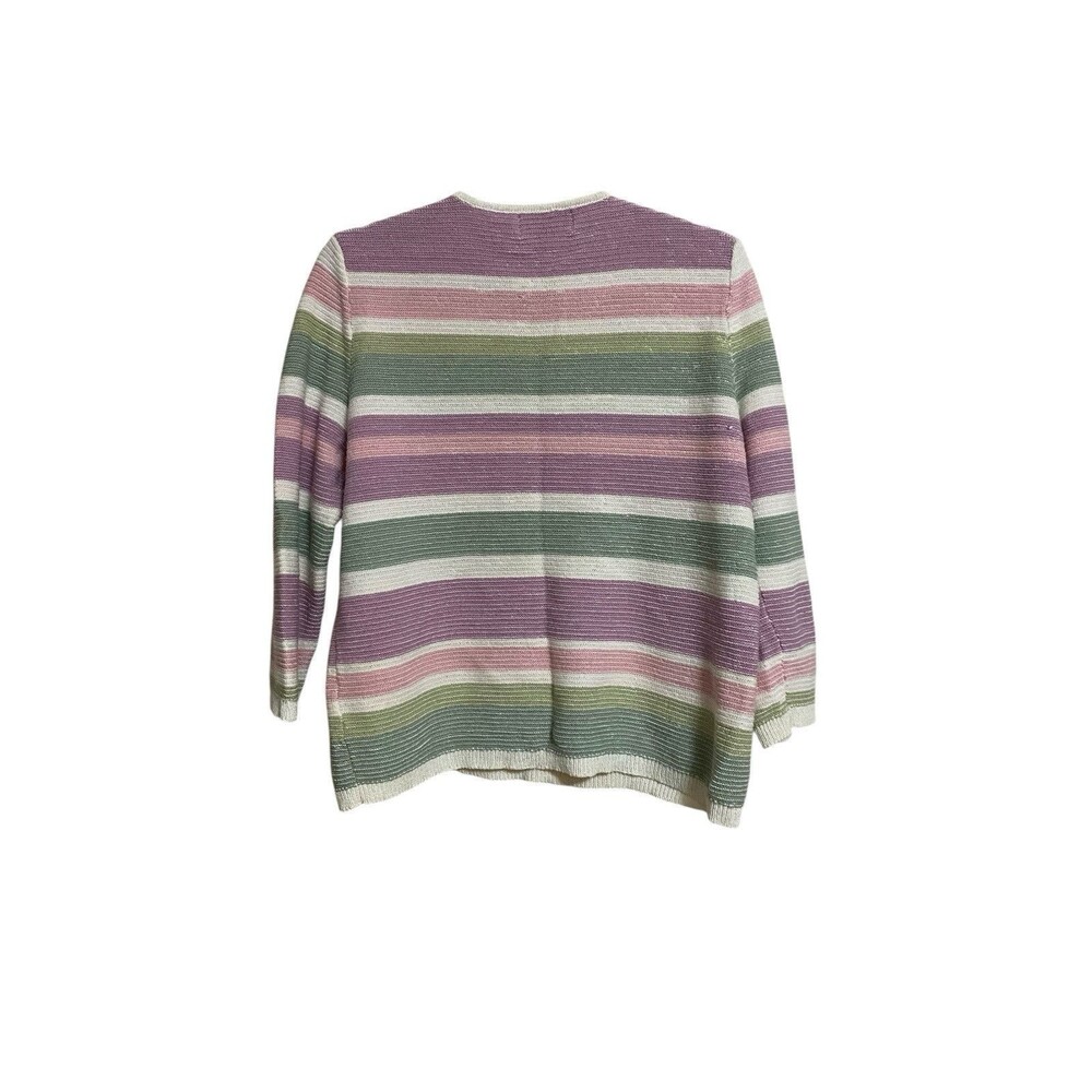 Alfred Dunner Striped Top Size L Pastel Colors Embellished - Picture 3 of 5
